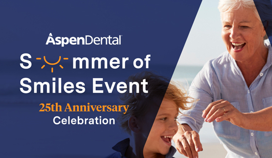 It’s Aspen Dental’s Summer of Smiles Event! To celebrate our 25th anniversary, we’re inviting you to celebrate your own smile story and win big. Tell us how Aspen Dental has OR could transform your smile (and your life). You could be one of 25 lucky winners to score $2,500 toward Aspen Dental care or a summer celebration.